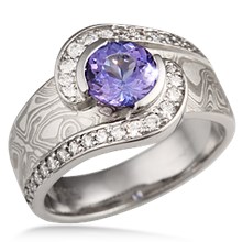 Mokume Pirouette Diamond Engagement Ring